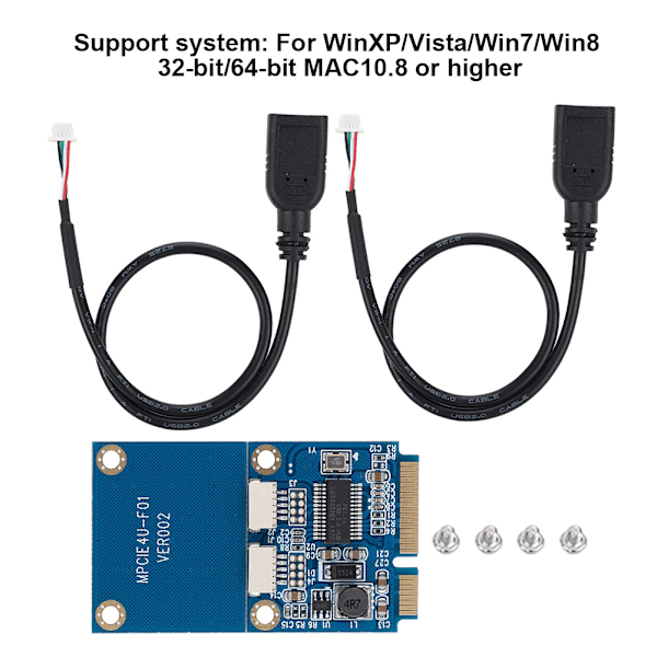 MINI PCI-E til 2-porters USB2.0 5Pin konverterutvidelseskort bærbare utvidelsesadapterkort