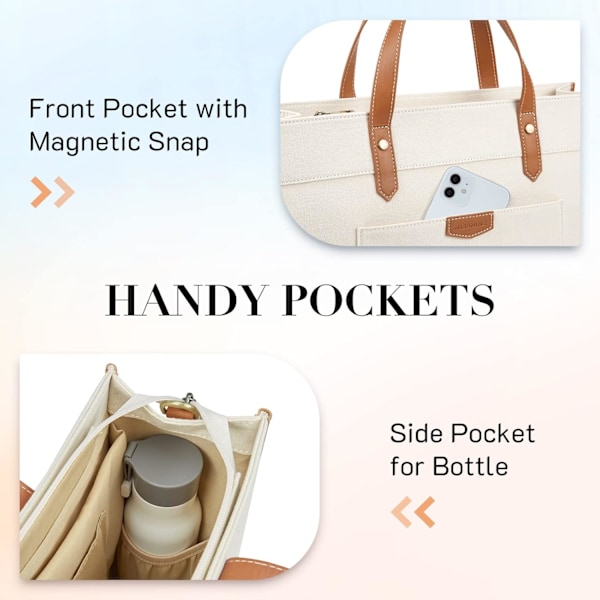Laptop Tote Bag Canvas Laptop Taske 15,6 tommer Arbejds Skuldertasker Casual Aktetaske Håndtaske til Rejser, Kontor, College