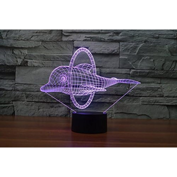 3D Delfin Fjernbetjening 16 Farve Natlys Illusion Akryl LED Bord Sengelampe Børneværelse Skrivebords Dekoration Fødselsdagsgaver Legetøj til Børn