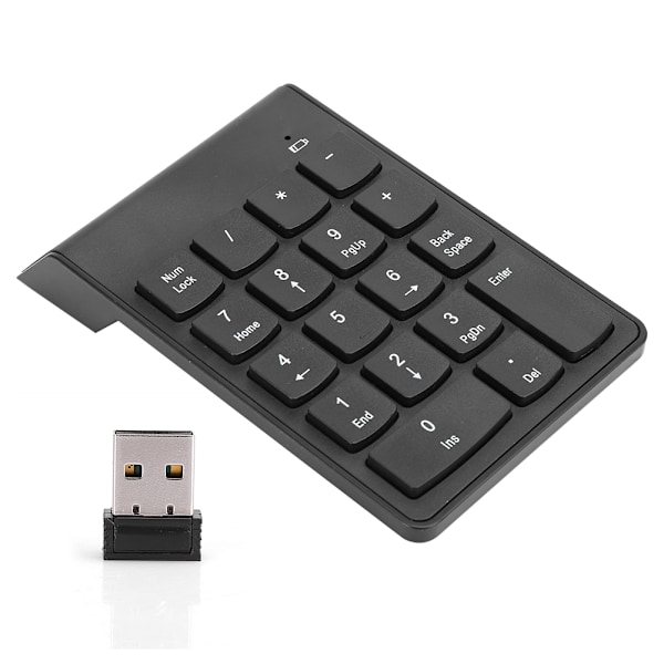 Mini trådløst digitalt tastatur USB 2.4GHz 18-tasters finansielt regnskapstastatur for PC/DesktopBlack