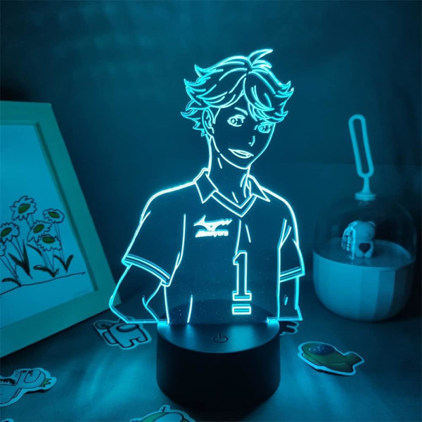 Anime Oikawa Tooru Lampe 3D LED Illusion Akryl Natlampe USB 7 Farve Touch/Fjernbetjening 16 Farveændringer Børn Baby Soveværelse Dekoration Belysning