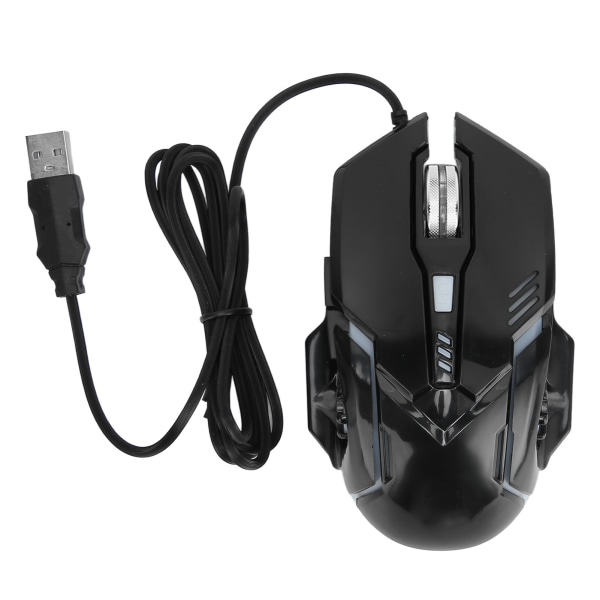 Langallinen pelihiiri DPI 1200 1800 2400 3600 USB-liitäntä RGB-taustavalaistu ergonominen PC-pelihiiri kotikäyttöön ja toimistoon Black