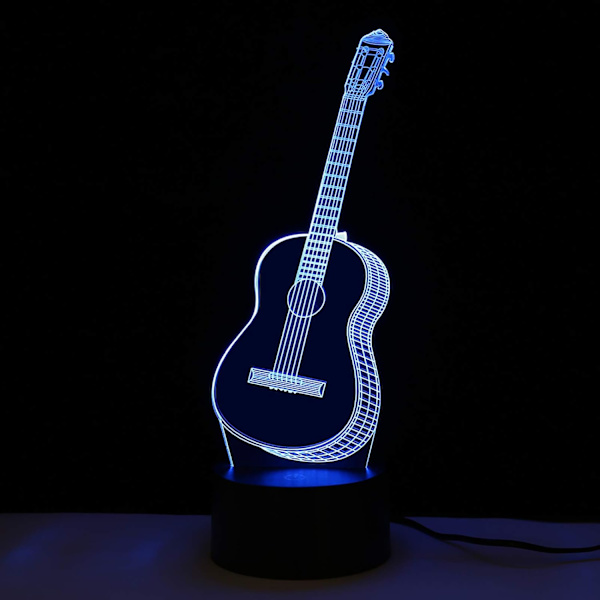 3D Illusionslampe, LED nattlys Gitarform Lampe Fargeskiftende Dekorativ Smart Berøringsbordlampe for soveromsdekorasjon Bursdagsgaver