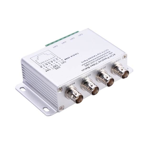 4-kanals RJ45 HD Passiv Video Balun HD-TVI/AHD/CVI/CVBS CCTV Via Twisted Pairs