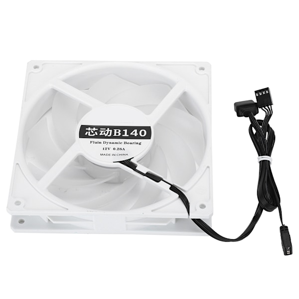 14cm 2000RPM Køleventilator Lav Støj Køler 4‑Pin PWM Header Interface til ARGB Desktop ComputerHvid