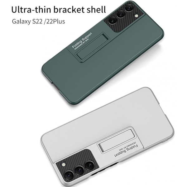 Til Samsung Galaxy S22 Telefon Etui, Foldbar Stativ Frosted Tekstur Ultra Tynd Stødsikker Slidstærk Cover (Sølv)