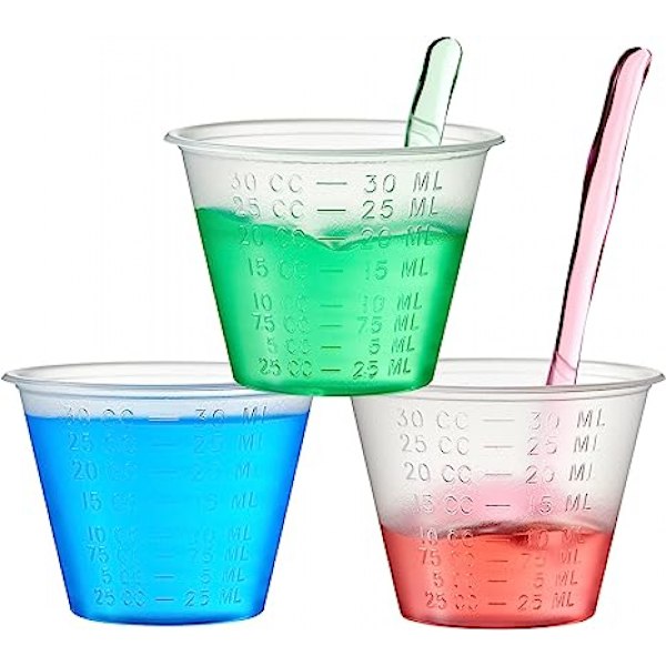 100 st Plast Universal Mätkopp för Köksmatlagning, Läkemedel, Vin, Färg, Epoxiharts, Snacks, Hantverk, Etc. (30 ml)