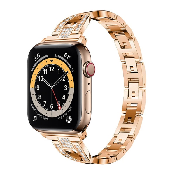Kompatibel med Apple Watch Band Bling Diamond Rhinestone Ersättningsmetallrem --- Rose Gold（38/40/41mm）