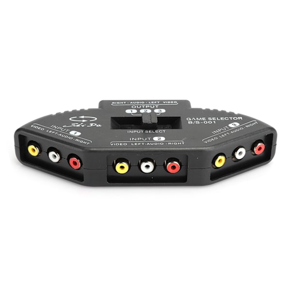 3 i 1 ut Audio Video RCA Splitter Svart Bryter Velger med AV-kabel for DVD VCD VCRBlack