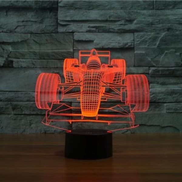 Automatisk Färgbyte Färgglad Racingbil 3D Illusion LED Nattlampa Smart Touch USB Bordlampa