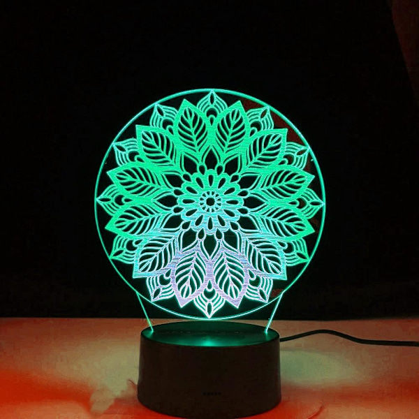 3D Blomst Natlys Bordskrive Optisk Illusion Lamper 7 Farve Skiftende Lys LED Bordlampe Julegave Hjem Kærlighed Fødselsdag Børn Børn Dekoration Legetøj Gave