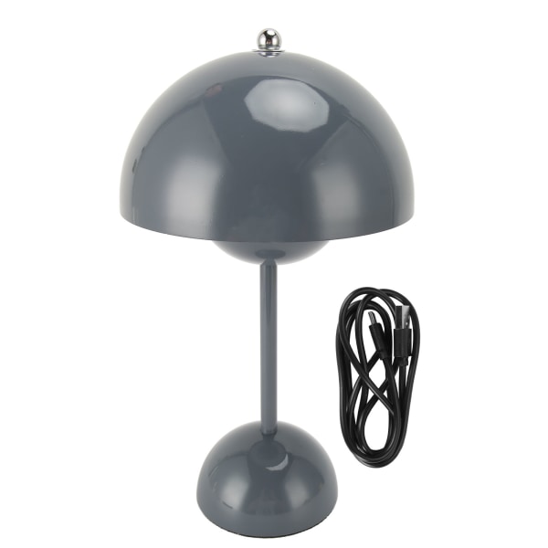 Sladdlös bordslampa Iron Touch Dimbar USB Uppladdningsbar Modern LED-läslampa vid sängkant med svampkupol för sovrum Vardagsrum Kontor Grå