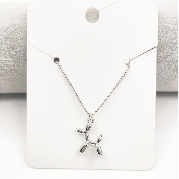 3D söt färgglad ballong hund hänge halsband rostfritt stål djur charm pudel bästa vän vänskap halsband silver