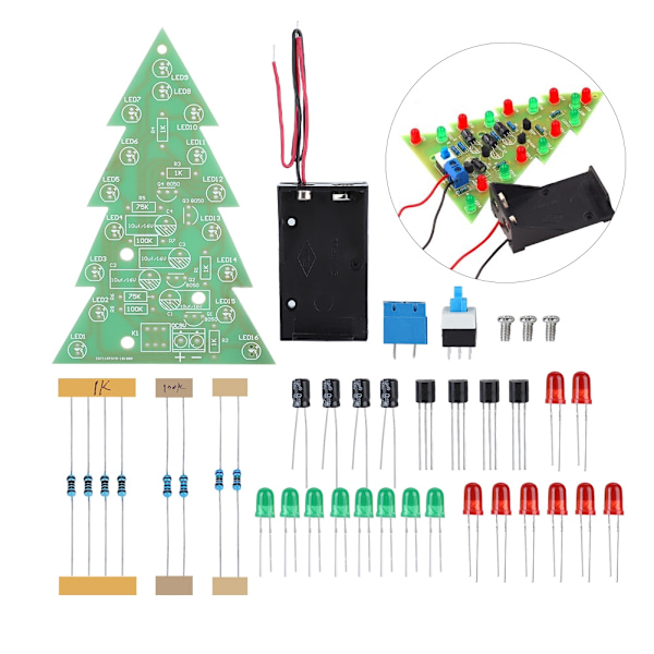 LED DIY PCB -piirilevypaketti Flash Tree 3D joulukuusi elektroniset osat