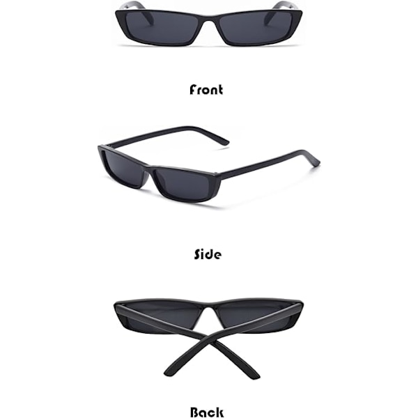 Rektangulära Små Solglasögon Mode Designer Fyrkantiga Shades för kvinnor Black Frame, Black