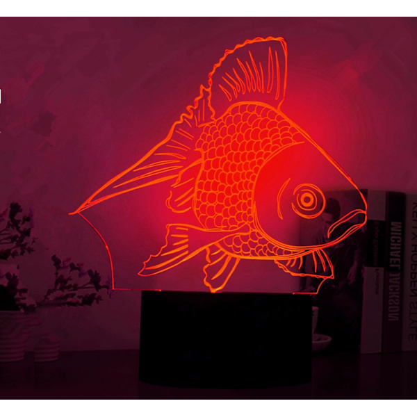 3D Kala-led-yövalo Lamppu Illuusio Yövalo 16 Väriä Vaihtuva Pöytä Työpöydän Koriste Lamput Lahja Akryyli Tasainen ABS-pohja USB-kaapeli Leikki