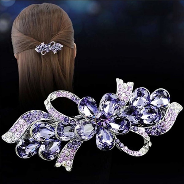 1 Förpackning Lila Kristall Rhinestone Blomma Hårclips, Söt Håraccessoarer, Smyckesaccessoarer för Damer eller Flickor Vardagsbruk