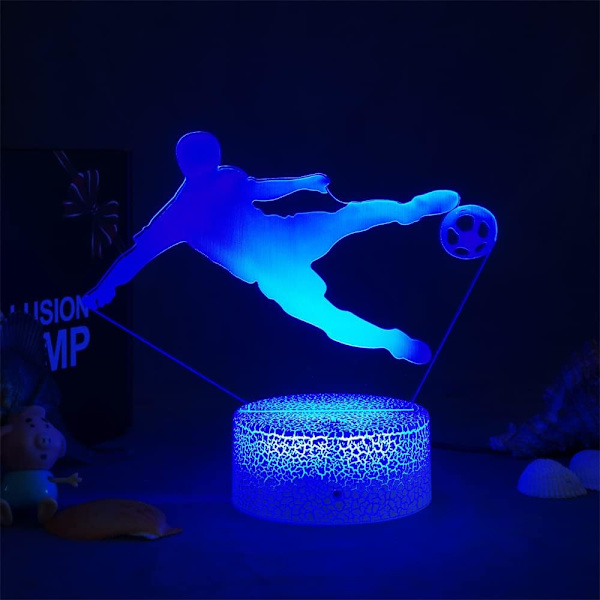 3D Fotball Nattlys Bordlampe Optisk Illusjon Lamper 7 Farge Skiftende Lys LED Bordlampe Jul Hjem Kjærlighet Bursdagsgave