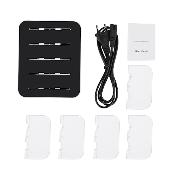 Universal 34W 6.8A 4 Ports USB Ladestrøm Dock Stasjon Brakett Smart Rask Lader Sølv