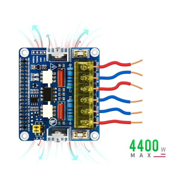 Expansionskort för Raspberry Pi 3b 4B 2-kanals dubbelriktad tyristormodul I2C-gränssnitt