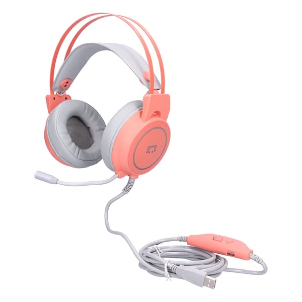 Headset til hovedmontering til gaming 50mm højttaler Stereo 360° All Round Pointing Bendable EarphonePink