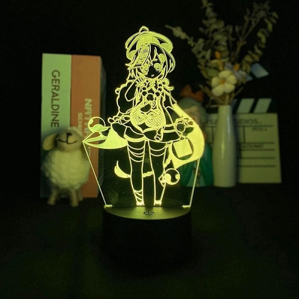Genshin Impact Qiqi lampa Nattlampa Illusion Ljus 3D för Barn Pojkar Flickor Sovrum LED Dekoration Belysning Barn Julgåva Sängbord Färgrik