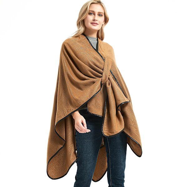 Kvinnors cape cardigan med bälte, lämplig för höst och vinter