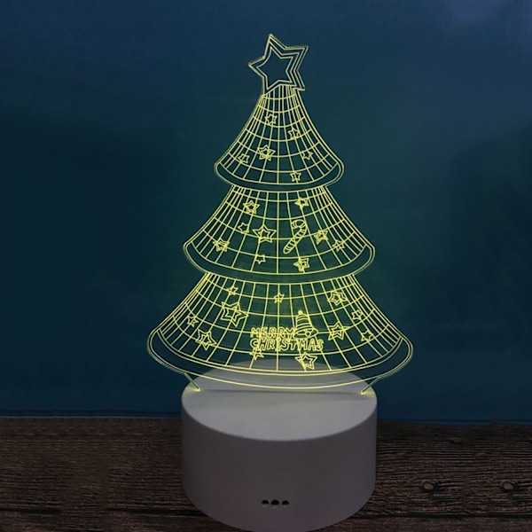 Qinwei Julelys 3D nattlys USB illusjonslampe fjernkontroll for soveromsdekorasjon bursdagsgave til barn stikkontakt bordlys --- Svart sete