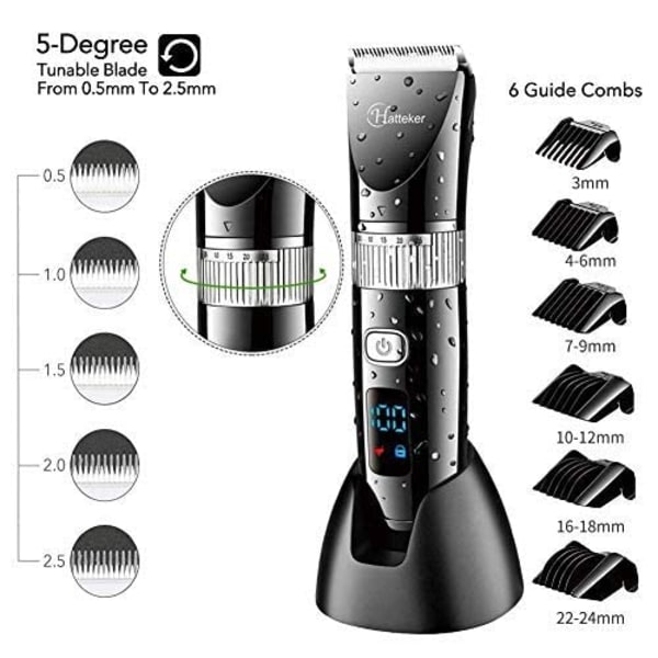Sladdlös hårklippare Pro hårklippare skäggtrimmer för män frisyrset sladdlös USB uppladdningsbar vattentät Black, Silver