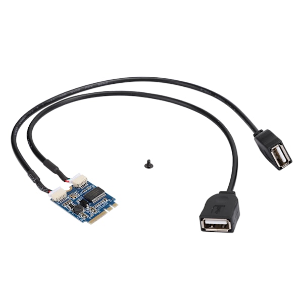 M.2 NGFF - USB -sovitinkortti KEY A E -liitäntään, kaksi USB2.0 -porttia, laajennuskortti, kaapeliadapteri