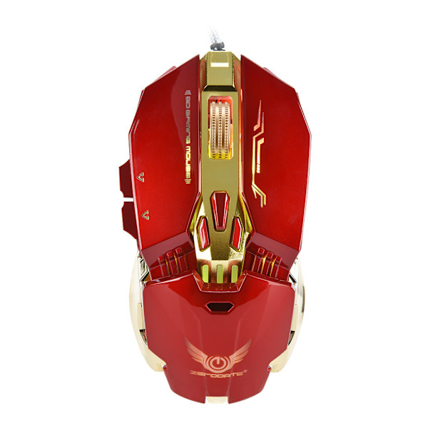 zerodate X800 3200 DPI LED-ljuskabelbunden USB-programmerbar spelmus Röd