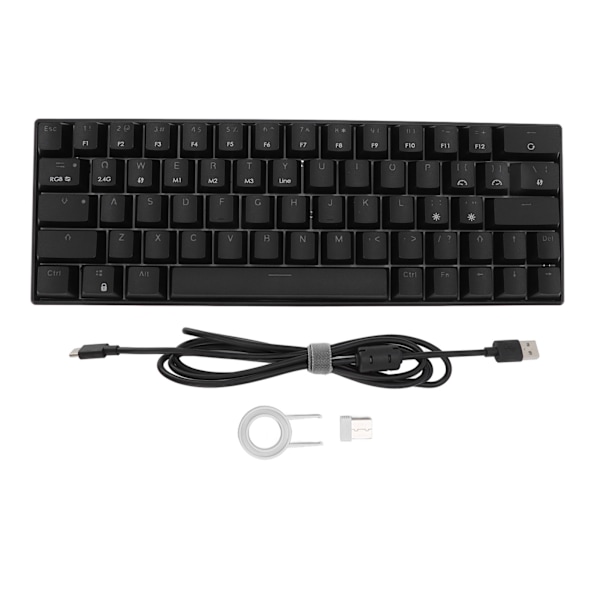 Mekanisk tastatur 64 taster RGB trådløs 2.4G BT3.0 5.0 Type C kablet forbindelse ergonomisk sort mekanisk tastatur blå switch