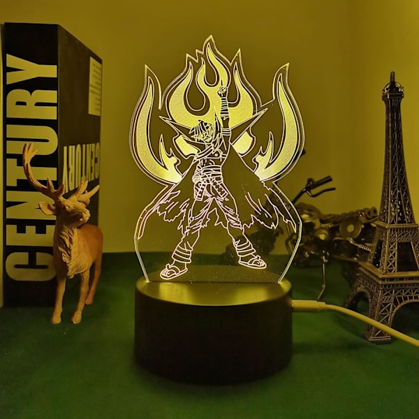 Anime Led-valo Gurren Lagann Kamina -hahmo Yövalo Makuuhuoneen Sisustukseen Manga Syntymäpäivälahja Huoneen Led-yölamppu 3D