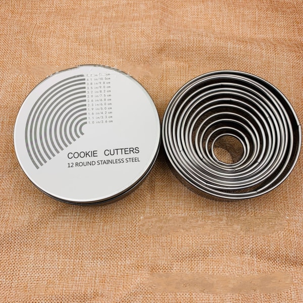 Donut Hul Cookie Biscuit Cutter Sæt til Bagning, Gradueret Donut Rund Cookie Cutters, Metal Cirkel Cookie Cutters til Stegning