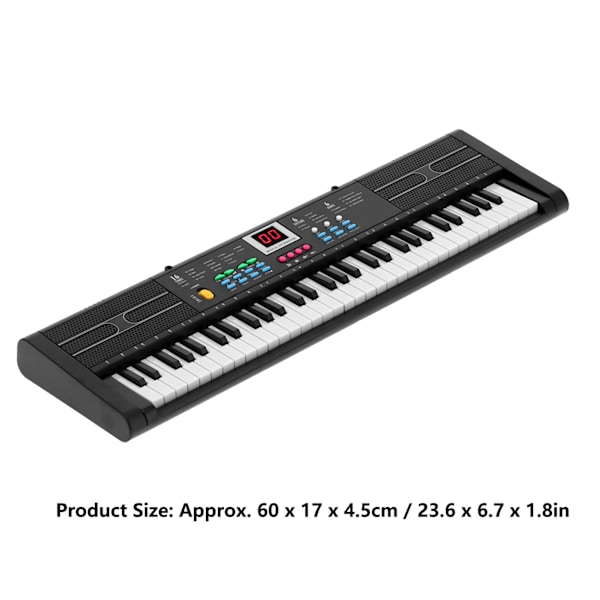 Keyboard Piano 61 Tangenter Instrument Elektrisk med USB Mikrofon til Børn Begynder MQ6187