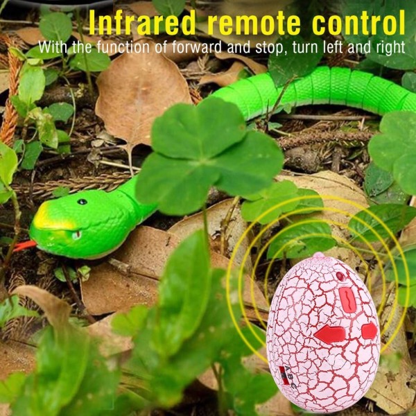 Importerer 16 tommer realistisk fjernbetjening RC Snake Toy med ægformet infrarød controller (grøn)