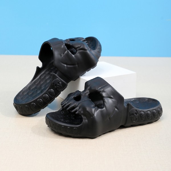 Herr Skull Slide Tofflor EVA Tjock Sula Antihalk Mjuka Skull Slide Tofflor för Sommar Utomhus Black 40/41