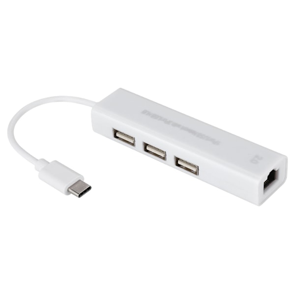 Type-C-siirtoverkon kaapeli Hub 100M Drive-free 2.0 HUB-verkkokortti RJ45 Valkoinen