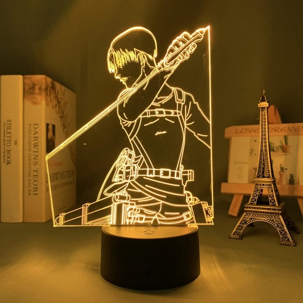 Attack On Titan til børneværelset - Natlampe med 3D-effekt - Anime 3D Optisk Illusion Natlys PXJD