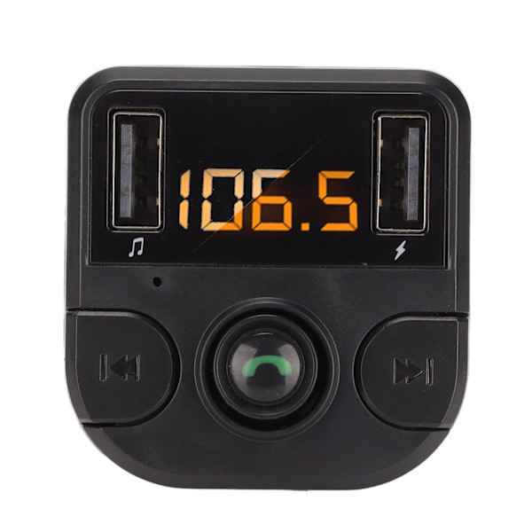 Multifunktionel LED-biloplader Bluetooth 5.0 FM-sender håndfri opkald MP3-afspiller dobbelt USB-hurtigopladning