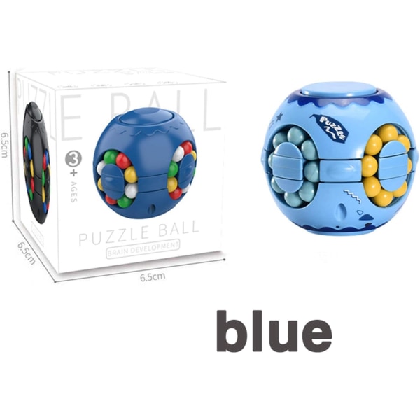 2 i 1 roterende Fidget Spinner Magic Bean Infinity Cube Stress Relief Ball Voksne Børn Unisex-Børn Uddannelsesmæssige Puslespil Cube Legetøj (Blå)