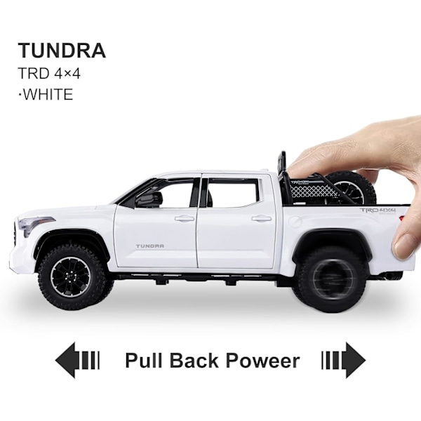 Tundra lastbilsleksaker för pojkar 3 4 5 6 7 år gamla terrängpickup leksaksbilar för pojkar i åldern 3-5 Diecast metall stora lastbilar med ljus och ljud Pull Back