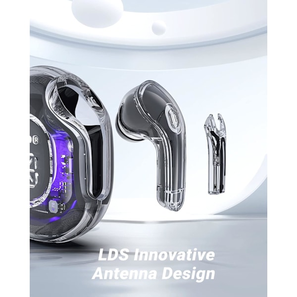 Trådlösa Hörlurar, 30 Timmars Uppspelning Stereo Hörlurar med LED-Display Laddningsfodral, Bluetooth 5.3 In-Ear Hörlurar med Mikrofon för Telefon Surfplatta Laptop Black
