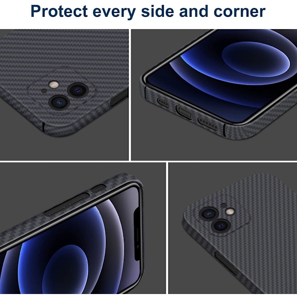 Aramid Fiber Skal för iPhone 12promax, Kolfiberbelagd Snap-On Bakre Skal Svart
