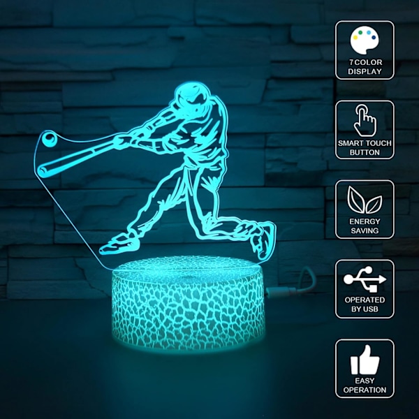 Basketball Gave for Gutter 3D Illusions nattlampe Bordlampe 16 Farger Skiftende Dimbar LED Lys med Berøringsbryter & USB Kabel Gaver for Basketba
