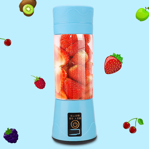 380ml Bärbar Mini USB Hem Elektrisk Fruktmixer Mixer Juicer 6 Blad (Blå)