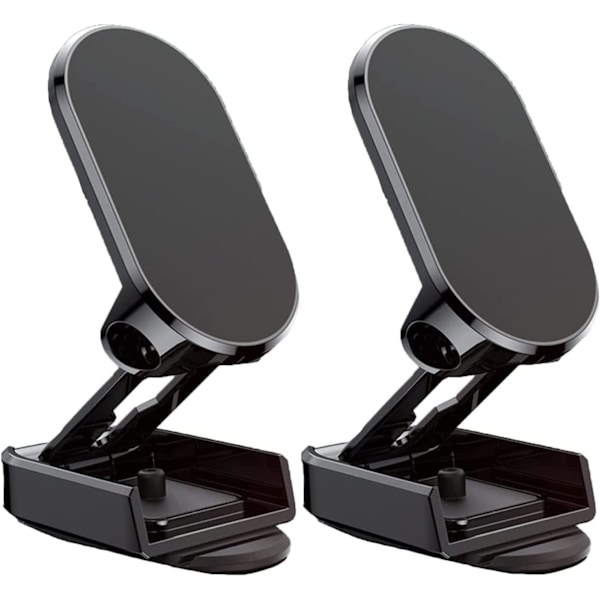 2 st - Svart Ny Legering Vikbar Magnetisk Biltelefonhållare - Magnetisk 360° Biltelefonhållare Ställ Instrumentbräda Vikbart Fäste Universell black