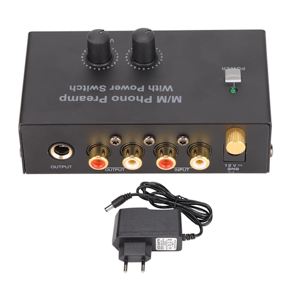 PP500P Phono Preamp Profesjonell Lav Støy Drift Platespiller Preamplifier med DC 12V Adapter  100‑240V