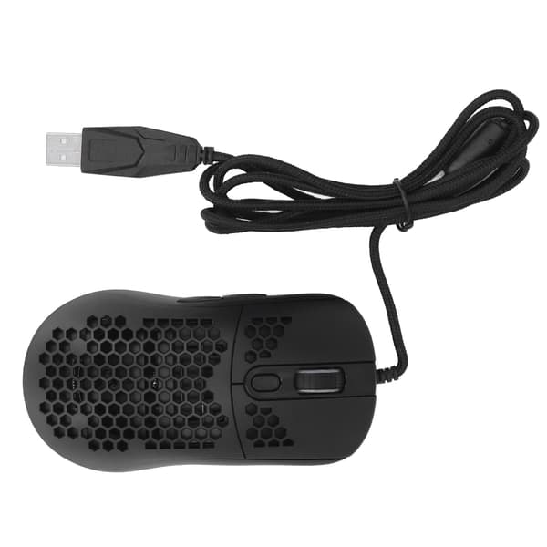 Kablet Gaming Mus RGB 8000DPI 7 Programmerbare Knapper Unikt Hul Design Sort USB Kablet Gaming Mus