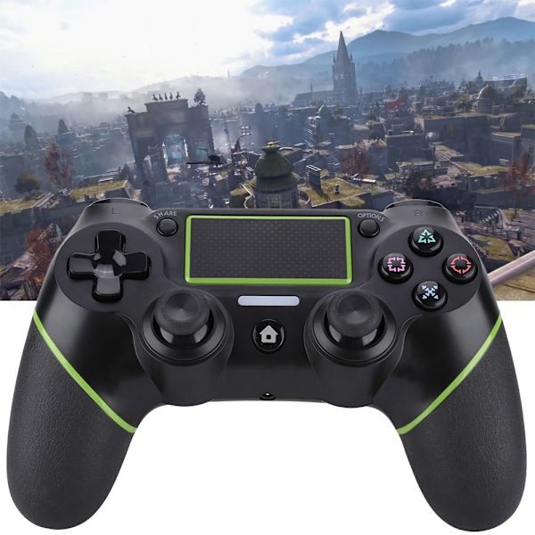 PS4-3 Trådlös Gamepad Spelkontroll Joy Con Handtag Joypad(Svart Grön)